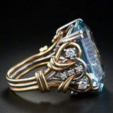 Vintage Gold Ring with Blue Zircon Layers