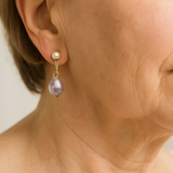 Elegant Earrings with Purple Pearl