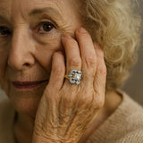 Golden vintage ring with cubic zirconia