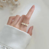 Silver ring in the shape of a daisy