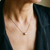 Golden necklace with diamonds