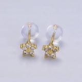 Nail earrings with delicate flowers