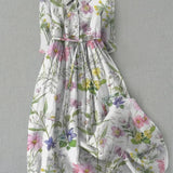Dahlia Kleid - Vintage Lillemustriga A-line Naise Suvekleit Mugavuse Nimel