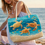 Knitted Beach Bag Golden Turtle Shoreline