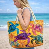 Knitted Beach Bag Turtle Dreams Coral