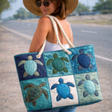 Padded Blue Turtle Beach Bag