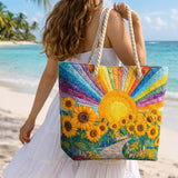 Knitted Rainbow Sun Beach Bag