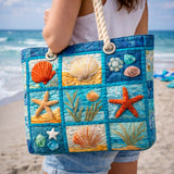 Upholstered Beach Bag with Seaside Prints