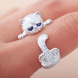 Adjustable 925 Sterling Silver Cat Ring