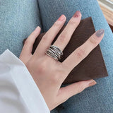 Adjustable sterling silver layered ring