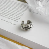 Adjustable sterling silver layered ring
