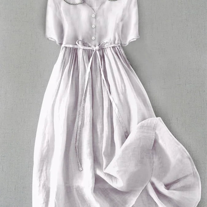 Isla Midi Kleid – Elegantne Mugav Puuvilla-Lina Segu Naistele