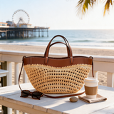 Linnea™ – Nahast Raffia Kott
