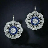 Mandala earrings with blue zircon