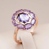 Ring with purple round crystal