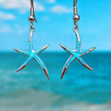 Starfish earrings in opal and silver