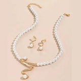 Natural Pearl Necklace and Earrings Set