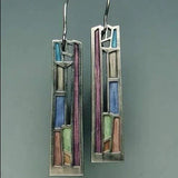 Vintage silver earrings with mosaic