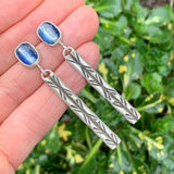 Vintage silver earrings with a blue stone