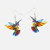 Acrylic Earrings with Hummingbird Images – Vibrant 2D Bird Design