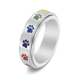 Stress Reducing Spinner Ring - Stainless Steel Rainbow Feet