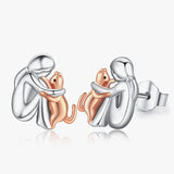 Cat Cuddle Earrings in Silver and Gold