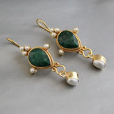 Vintage earrings with ruby and pearl
