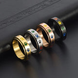 Stress Reducing Spinner Ring - Stainless Steel Rainbow Feet