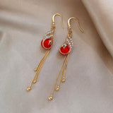 Holiday Earrings with Blue Beads