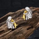 Two Tone Huggie Hoop Earrings in Sterling Silver and 18ct Gold Plate