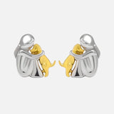 Two Tone Huggie Hoop Earrings in Sterling Silver and 18ct Gold Plate
