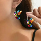 Acrylic Earrings with Hummingbird Images – Vibrant 2D Bird Design
