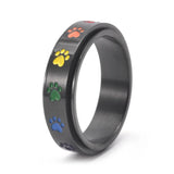 Stress Reducing Spinner Ring - Stainless Steel Rainbow Feet