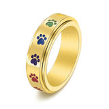 Stress Reducing Spinner Ring - Stainless Steel Rainbow Feet