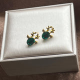Christmas ox-shaped earrings with crystals