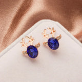 Christmas ox-shaped earrings with crystals