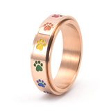 Stress Reducing Spinner Ring - Stainless Steel Rainbow Feet