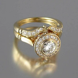 Golden ring with micro-inlay