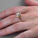 Golden ring with micro-inlay