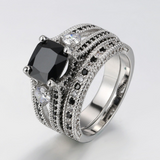 Black zircon and diamond ring