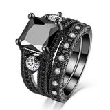 Black zircon and diamond ring