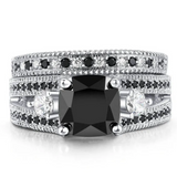 Black zircon and diamond ring