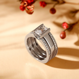 Three Piece European and American Diamond Ring
