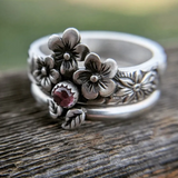 Classic Couples Rings with Flower Seed Motif