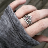Classic Couples Rings with Flower Seed Motif