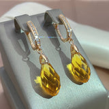 Elegant yellow and gold crystal earrings