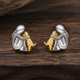 Two Tone Huggie Hoop Earrings in Sterling Silver and 18ct Gold Plate