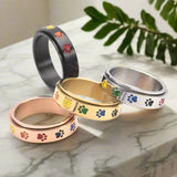 Stress Reducing Spinner Ring - Stainless Steel Rainbow Feet