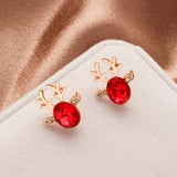 Christmas ox-shaped earrings with crystals
