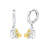 Cat Cuddle Earrings in Silver and Gold